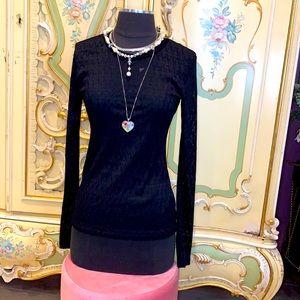 Rag & Bone Black stretch mesh long sleeve blouse